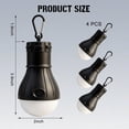thumbnail image 2 of Camping Tent Lantern,LED Camping Lights,Portable Outdoor Waterproof Emergency Light Bulb,Camping Gear,Super Bright,Tent Lamp for Camping,Hiking,Party,Backpacking,Fishing,Power Failure,4 Packs(Black), 2 of 6