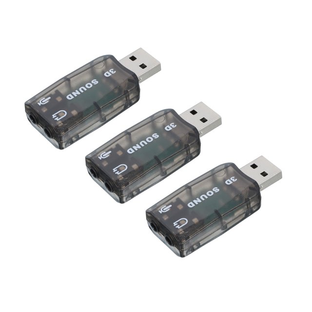 Unique Bargains 3 Pcs USB Sound Card, USB to 3.5mm Audio Adapter Support Virtual 5.1 Surround Sound Black