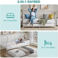 thumbnail image 4 of Daybed with Trundle, Twin Metal Bed Frame with Heart-Shaped Headboard, Sturdy Steel Slat Support, Space-Saving Sofa Bed for Living Room, Bedroom, and Guest Room, Easy Assembly, White, 4 of 9