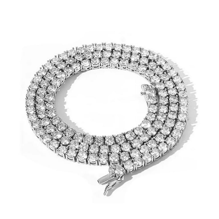 925 Silver Moissanite Tennis Necklace mm Round Moissanite Tennis