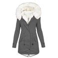 thumbnail image 2 of Letdown Plus Size Long Jacket Womens Winter Coats 2025 Sherpa Lined Jackets with Hood Oversized Outerwear Thickened Warm (Grey,L), 2 of 5