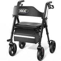 VOCIC Heavy-Duty Rollator | 330lb Capacity | All-Terrain Wheels & Foldable Design | Black