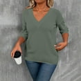 thumbnail image 5 of Horkkom Pullover Sweaters for Women Long Sleeve V Neck Sweaters Causal Solid Color Cozy Sweaters XL, 5 of 10