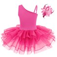thumbnail image 4 of IBTOM CASTLE Kid Girls Sequins Flower One Shoulder Ballet Dance Dress Sleeveless Ruffle Tutu Skirted Leotard Ballerina Dancewear Outfit, 4 of 10