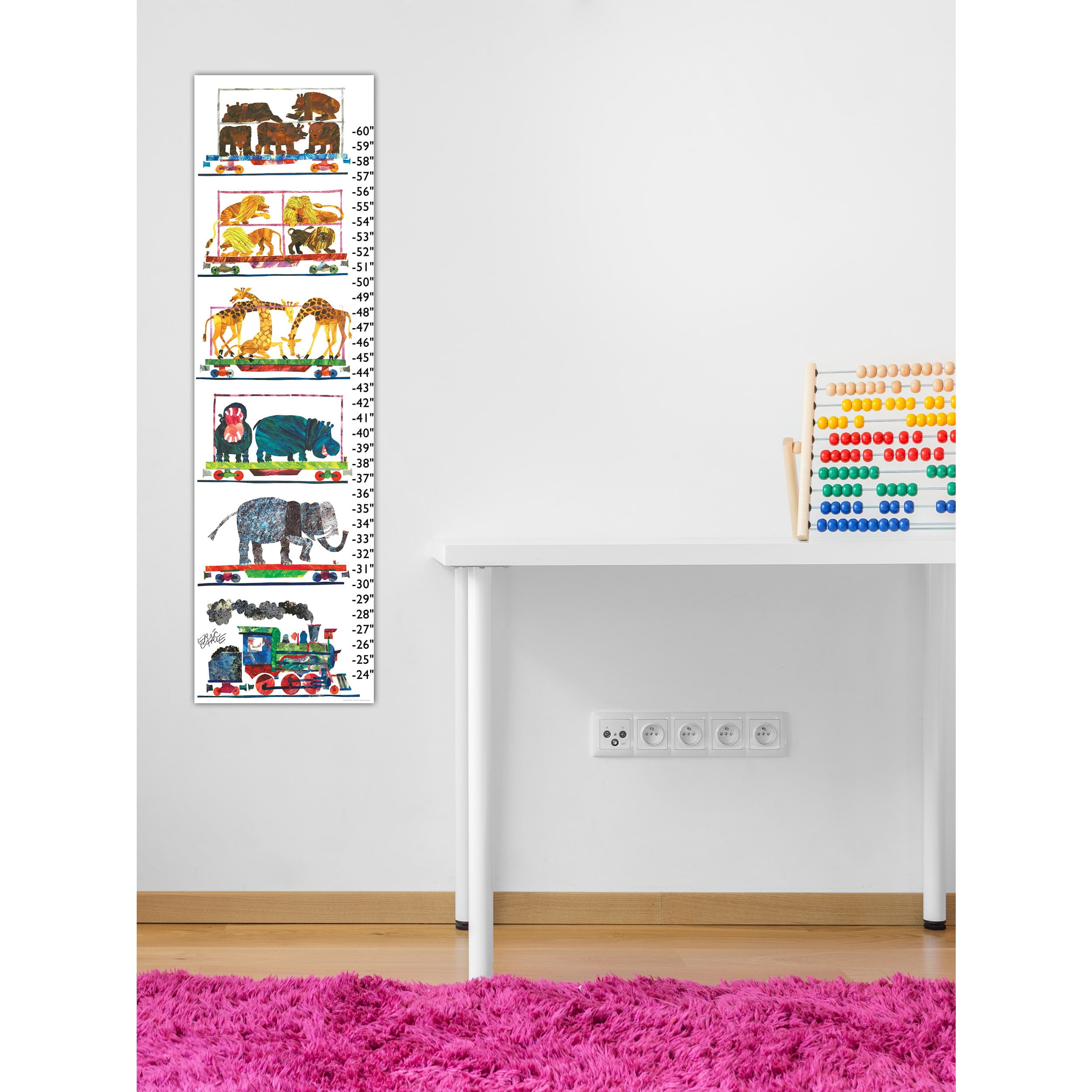 Animals and Steam Train Canvas Growth Chart