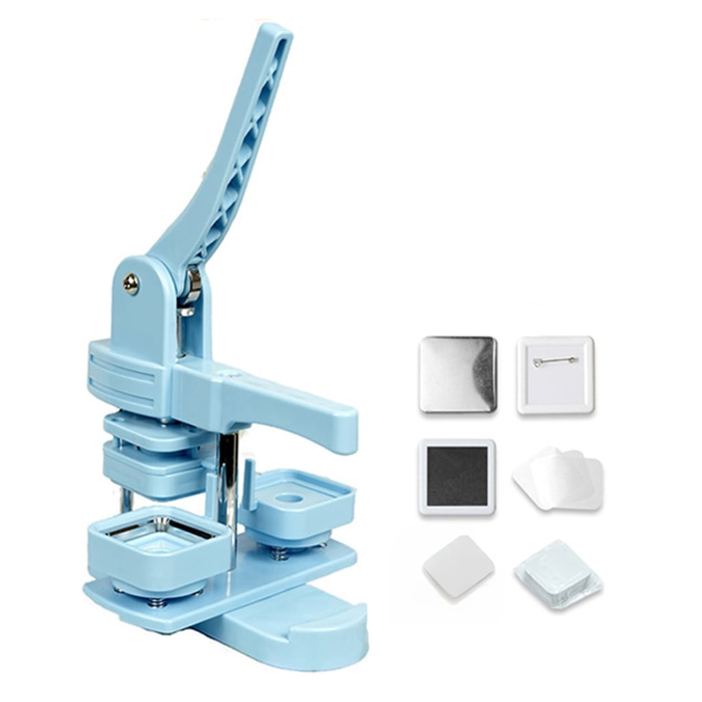 Pin Button Maker Machine 55MM Square Button Maker Badge Button Press with 100Pcs Covers Button Paper and Film for Badge