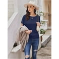 thumbnail image 4 of Women's Solid Short Sleeve Boat Neck Dolman Top with Side Shirring Trendy Casual Loose Fit T-Shirt, 4 of 7