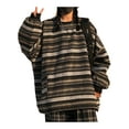 thumbnail image 5 of LMLYSoH Women Loose Striped Sweater, Adults Casual Long Sleeve Round Neck Pullover with Pocket, 5 of 9