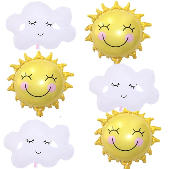 6 globos de foil de sol y nube para fiesta