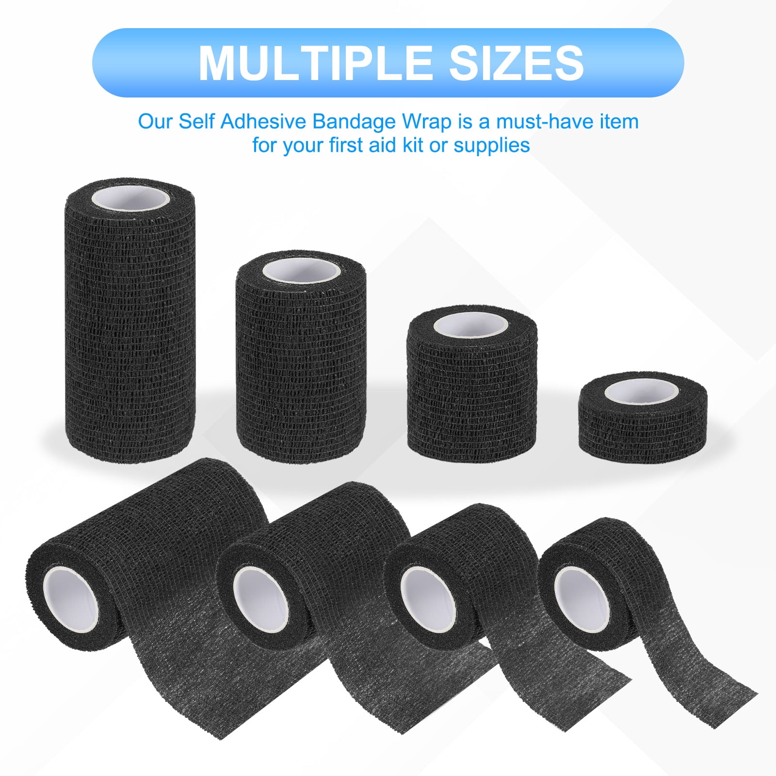 Uxcell Self Adhesive Bandage Wraps, Yard Elastic Self Breathable Self Adherent Wrap Tape for Stretch Athletic Sports Black