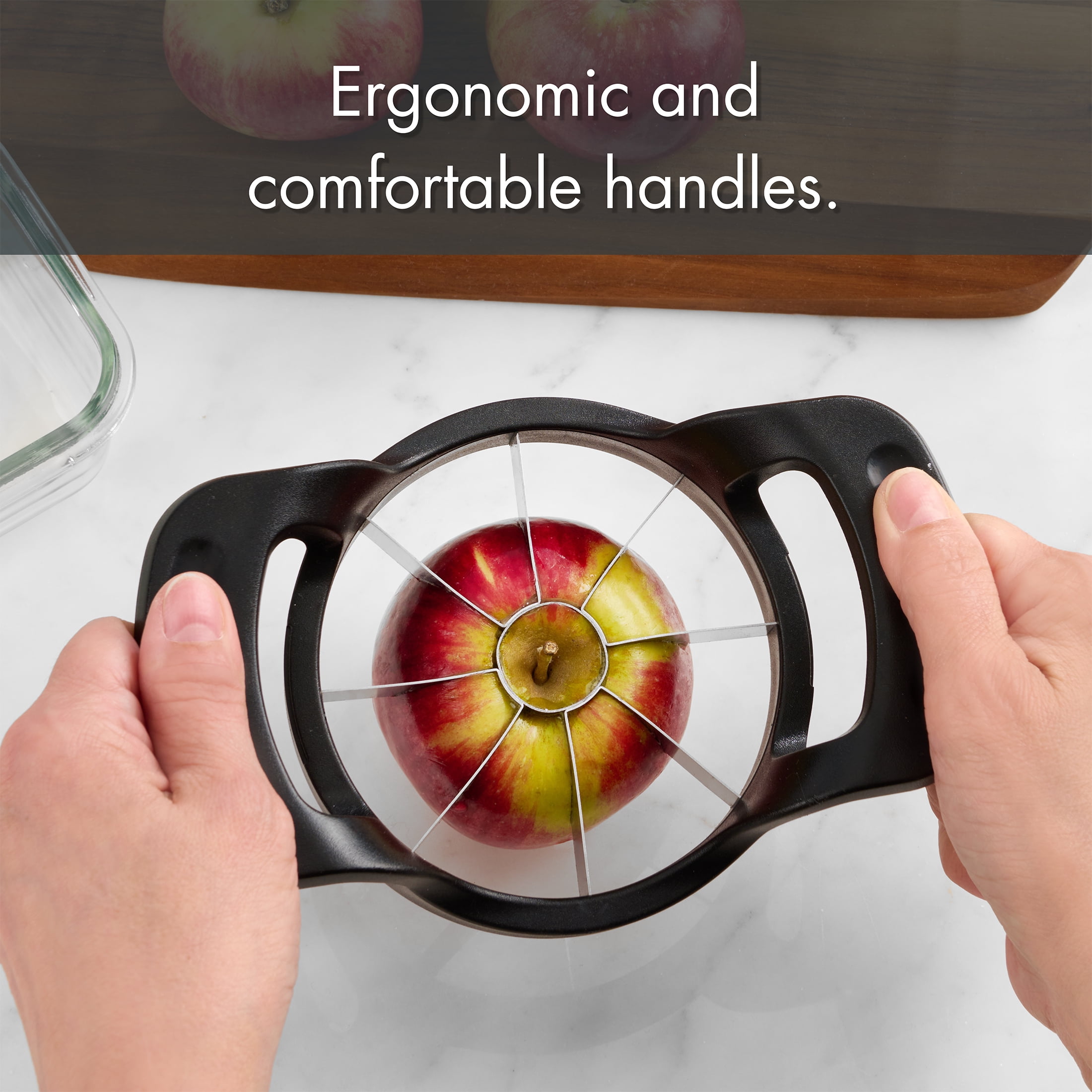 Mainstays Black Apple Wedger with Stainless Steel Blades, Ergonomic Grip