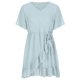 thumbnail image 4 of Vestido largo informal de verano para mujer, vestido largo bohemio con cuello en V y flores de manga corta para la playa, vestido largo con columpio Fridja  bnh5751, 4 of 8