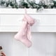 thumbnail image 4 of Media navideña de terciopelo | Calcetín navideño de terciopelo con nudo y cuerda decorativa con copos de nieve y estrellas | 15,75 x 7,48 pulgadas, colgante navideño para árbol de Navidad, ideal, 4 of 6