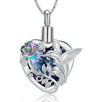 Hummingbird Heart Urn Necklace for Ashes Cremation Jewelry for Women Men Stainless Steel Memorial Necklaces Ashes Holder for Human / Pet with Fill Tool