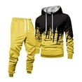thumbnail image 3 of Hogleaql Mens Hoodie Sweatsuit 2 Piece Solid Color Relaxed Fit Pullover Hoodies Joggers Running Pant Set Sweat Winter Suits with Pockets Yellow 3XL, 3 of 7