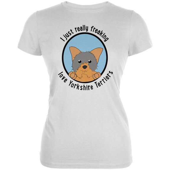 I Just Love Yorkshire Terriers Dog Juniors Soft T Shirt White SM