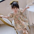 thumbnail image 6 of Girl Floral Backless Princess Dress Children Girl Summer Square Neck Puff Sleeve Dress Korean Sundress Kid Clothing For Girl, 6 of 6