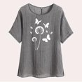 thumbnail image 3 of Dandelion Graphic Floral T-Shirt for Women Casual Summer Boho Gauze Tops Loose Cotton Line Holiday Tee Shirts, 3 of 7