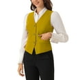 thumbnail image 4 of INSPIRE CHIC Women's Waistcoat Steampunk Velvet Christmas Sleeveless Button Down V-Neck Suit Vests S Yellow, 4 of 6