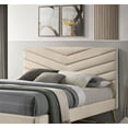 thumbnail image 6 of Queen Bed: Mid-Century Modern Beige Flannelette Chevron Tufted Headboard, Gold Legs, Bedroom Furniture. 86" x 65" Upholstered Bed Frame, Vintage Style., 6 of 6