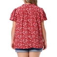 thumbnail image 3 of Agnes Orinda Women's Plus Size St. Patrick's Day Floral Tops Ruffle V Neck Double Short Sleeve Summer Casual Blouse 4X Red, 3 of 6