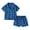 Blue, variant on Plebaso Toddler Baby Pajama Set Boys Girls Plaid Button down Shirt Sleepwear Shorts Kids 2 Piece Outfits