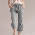 thumbnail image 2 of Ruyang Capri Pants for Girls Cotton Linen Wide Leg Pants Summer Capris Pant Palazzo Loose Fit Casual Trousers Pockets 2026 Trendy, 2 of 9