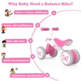 thumbnail image 5 of Wdmiya Baby Balance Bike 1 Year Old, Toddler Bike For Boy Girl Birthday Gift, 1-3 Years Toddler First Bike With No Pedal & Silence Wheels, Ride On Toy Gifts, Pink butterfly, 5 of 7