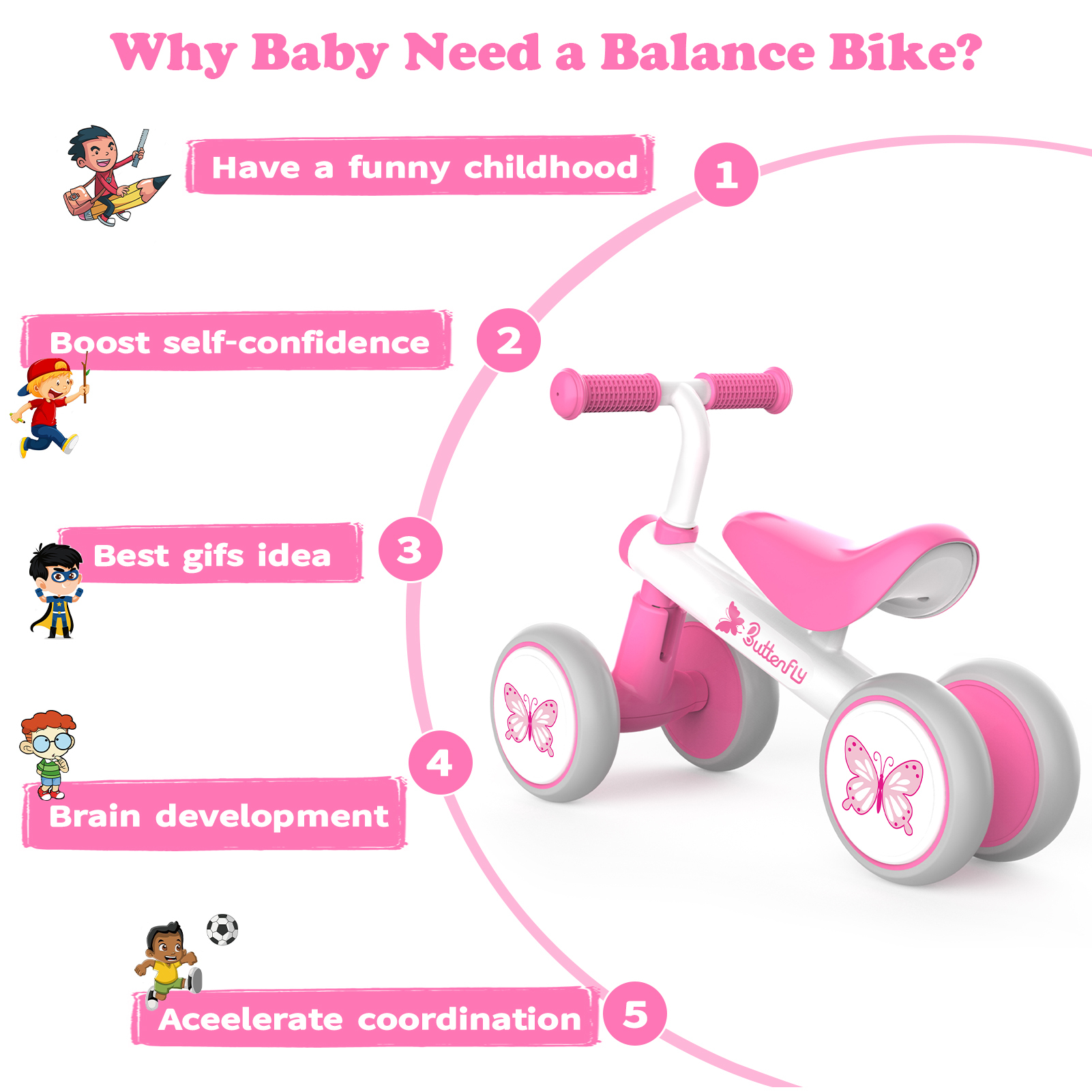 Wdmiya Balance Bike for Toddlers 12-36 Months Pink photo 4