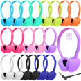 thumbnail image 1 of Ladont Paquete de 20 auriculares para niños a granel para aula, escuela, duraderos, al por mayor, auriculares con cable para niños, estudiantes, niñas, adultos, sonido HD, conector de 3,5 mm para comp, 1 of 5