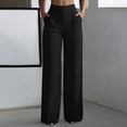 thumbnail image 2 of Npasoilc High Waist Elastic Wide Leg Pants for Women Straight Pleated Casual Trousers with Pockets,Black, 2 of 9