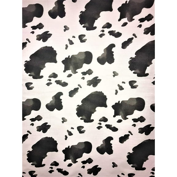 Cowhide Animal Print Poly Cotton Fabric by the 5, 10, 15 and 20 Yard Increment, 58"/60" Wide, Black and White/Brown and White