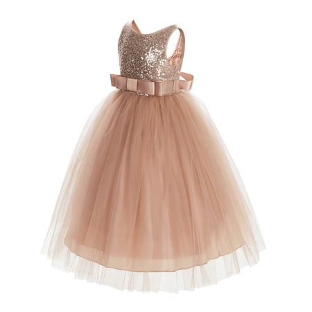 Ekidsbridal Sequins V-Back Flower Girl Dress Junior Bridesmaid Wedding Pageant LG1 4