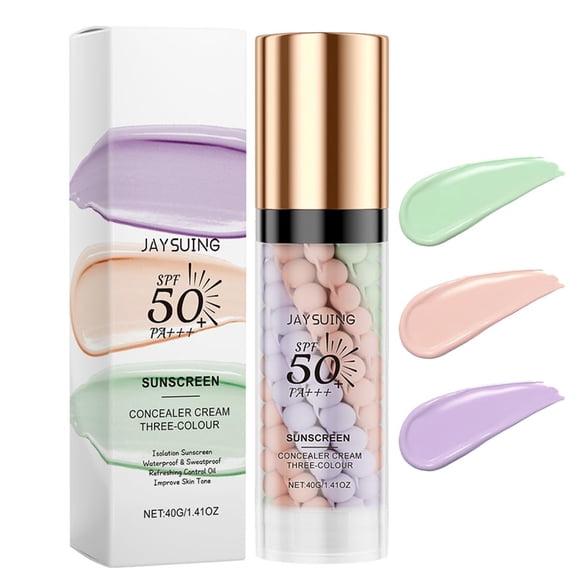 Baorder 3 en 1 Prebase de maquillaje correctora de color Prebase para rostro antes del maquillaje SPF 50 Crema aislante de protección solar Suero facial Control de aceite Piel hidratante Corrector de