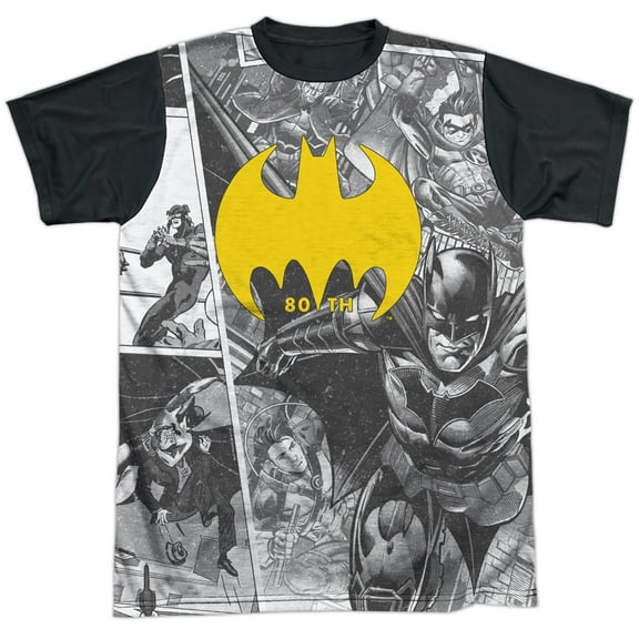 Batman - Collage - Short Sleeve Black Back Shirt - XX-Large
