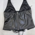 thumbnail image 7 of Byworldtasic Women's Pu Leather Sleeveless Halter Tops Lace Up Backless Crop Corset Sexy Top, 7 of 7