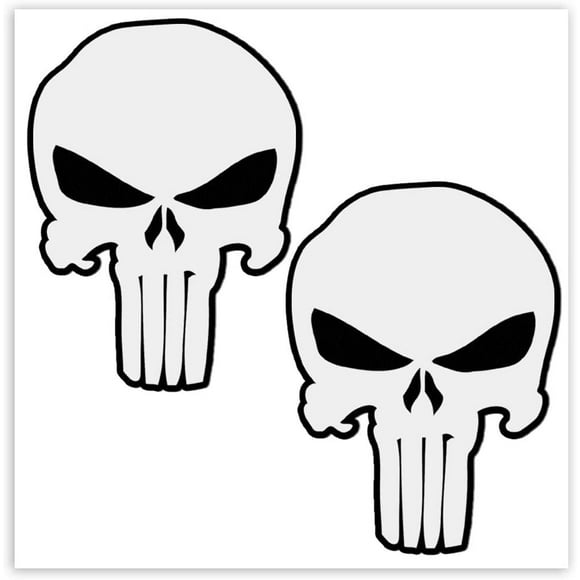 2 x PVC Stickers Skull Punisher Black Red Decal B 28
