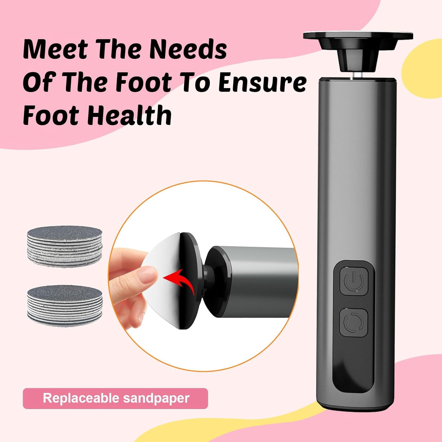 Aorsher 9 Adjustable Speeds Electric Foot Callus Remover & Nail File for Home & Travel, Portable Electric Callus Remover with 20 Sandpapers and 10 Nail Heads, Type-C Rechargeable