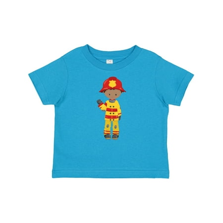 

Inktastic African American Boy Fireman Firefighter Helmet Gift Baby Boy T-Shirt