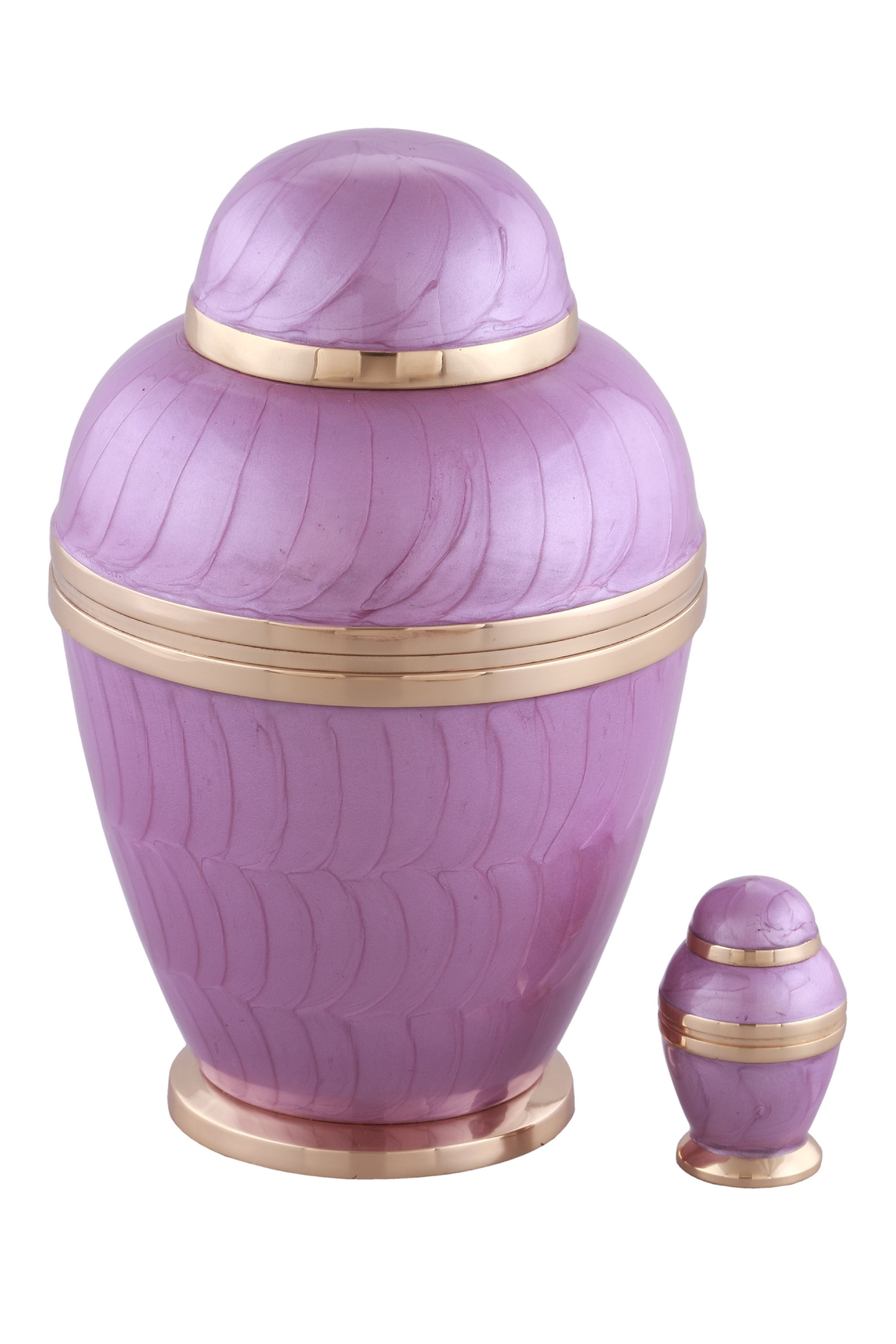 Ionic Cremation Urn - Adult Funeral Urn - Solid Brass Funeral Urn - Handcrafted Adult Funeral Urn for Ashes -Affordable Urn Deal with Free Keepsake (Lilac)