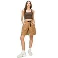 thumbnail image 4 of Cali1850 Women's Low Rise Waist Relaxed Fit Bermuda Long Cargo Utility Shorts with 9 pockets, Elastic Waistband with Belt, 4 of 7