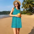 thumbnail image 3 of Disketp Blue Green Glitter para Vestido sin Mangas para Mujeres, Vestidos de Verano para Mujeres, Casual y Holgado para la Playa, 3 of 7
