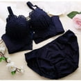 thumbnail image 3 of Wuffmeow Women Panties And Bralette Women Push Up Bra Set Sexy Lingerie Underwear Embroidery Bralet Set,Navy Blue,36B, 3 of 6