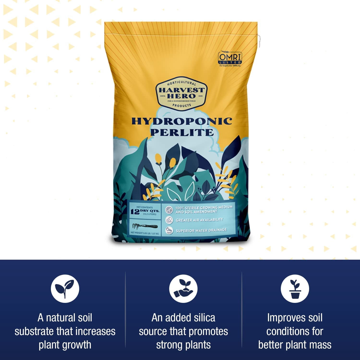 Harvest Hero Perlite w/Silica for Potting Soil Mix, Root Cuttings, Containers and Hydroponic Growing - Medium Grade - 3 Cubic Foot – 20 Pounds