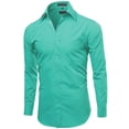 thumbnail image 2 of Men's Classic Fit Long Sleeve Wrinkle Resistant Button Down Premium Dress Shirt (Aqua,M), 2 of 4