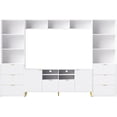 thumbnail image 3 of Living Room Entertainment Center Wall Unit TV Stand for TVs Up to 70'', 4-Piece Large Media Center with 8 Drawers and 2 Cabinets and Bookcase for Living Room, White, 3 of 9