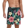 thumbnail image 2 of Bixox Men's Green Tropical Leaves printed lightweight casual shorts, soft sleep shorts with pockets., 2 of 7