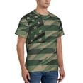 thumbnail image 4 of Yiaed Jungle Green Camo USA Flag Print Mens Short Sleeve Tight Fit T-Shirt, Crewneck Casual Tee-Small, 4 of 5