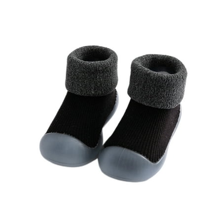 

Lacyhop Toddler Sock Shoes Rubber Soft Sole Socks Prewalker Floor Slippers House Lightweight First Walking Shoe Casual Non-Skid Slipper Black 8C