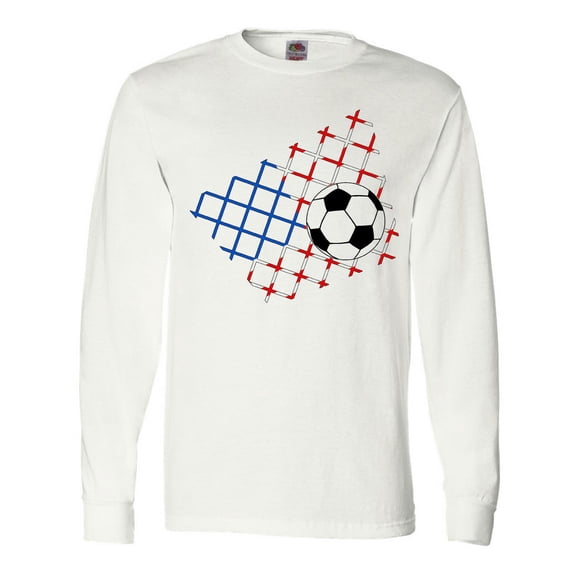 Inktastic Soccer Ball, Net with American Flag Colors Long Sleeve T-Shirt